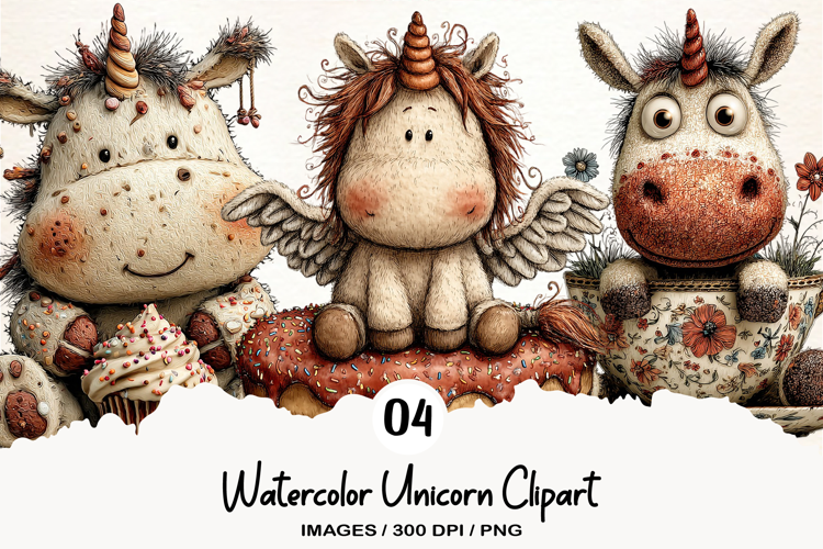 Watercolor Unicorn Clipart PNG