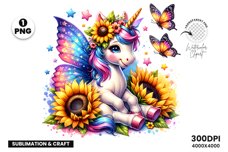 Watercolor Unicorn Clipart illustration Sublimation Design