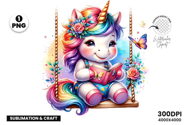 Watercolor Unicorn Clipart illustration Sublimation Design