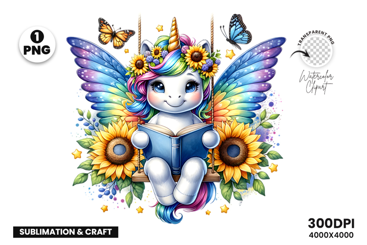 Watercolor Unicorn Clipart illustration Sublimation Design