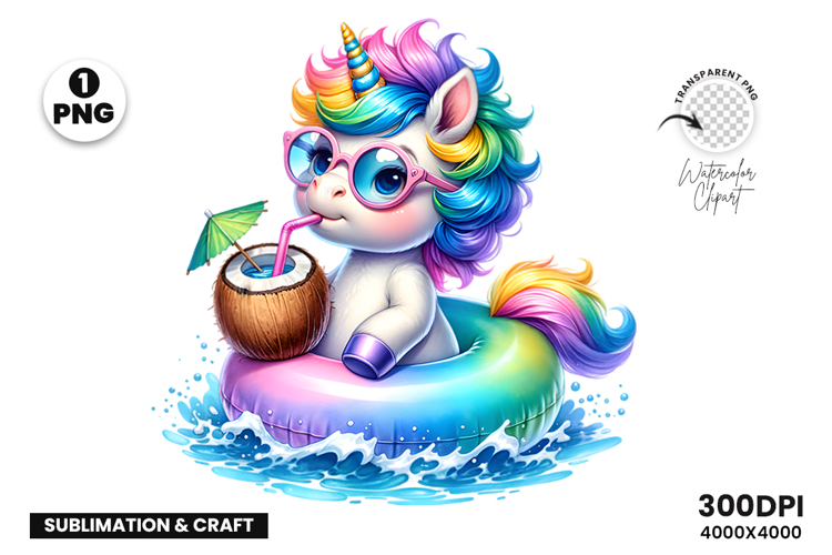 Watercolor Unicorn Clipart illustration Sublimation Design