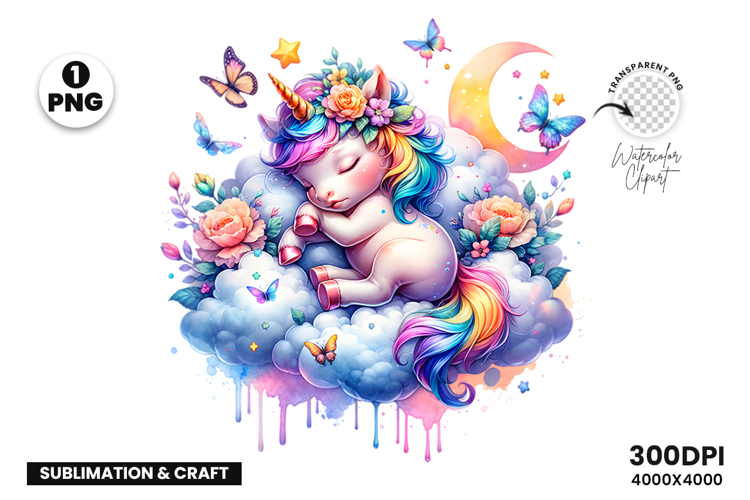 Watercolor Unicorn Clipart illustration Sublimation Design