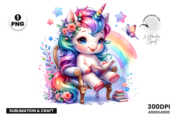 Watercolor Unicorn Clipart illustration Sublimation Design