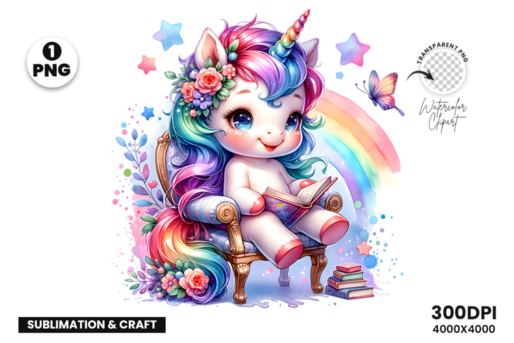 Watercolor Unicorn Clipart illustration Sublimation Design