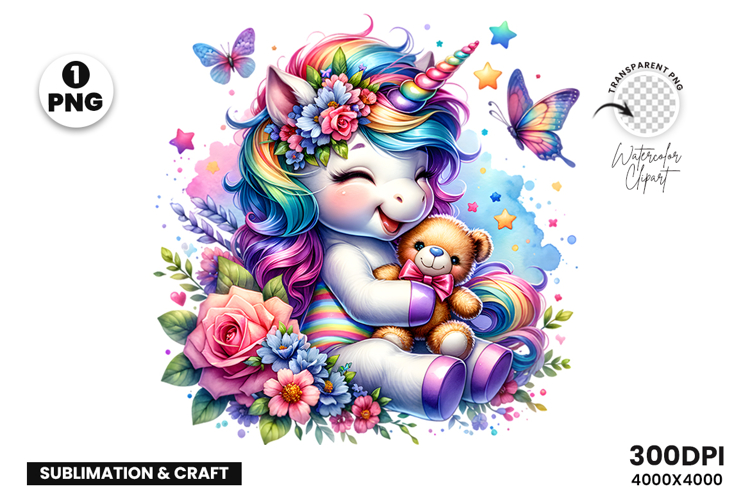 Watercolor Unicorn Clipart illustration Sublimation Design