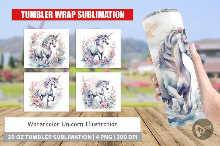 Tumbler Sublimation Wra Watercolor Unicornp