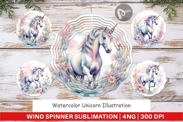 Wind Spinner Watercolor Unicorn
