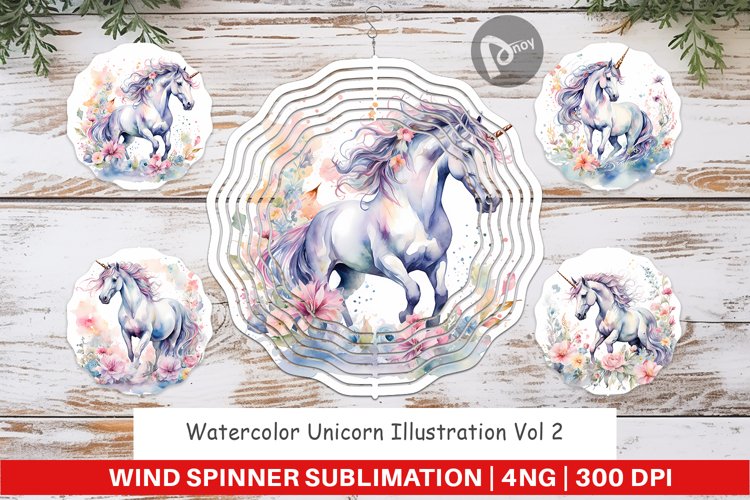 Wind Spinner Watercolor Unicorn