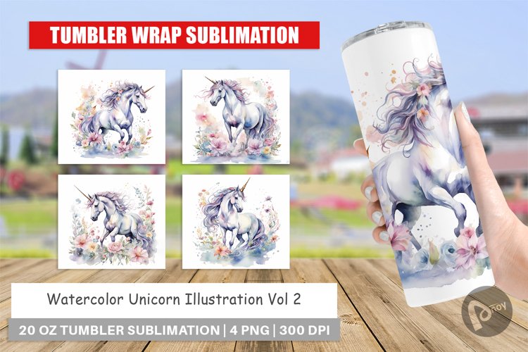 Tumbler Sublimation Wra Watercolor Unicornp