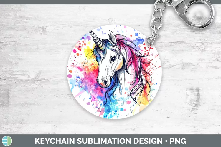Watercolor Unicorn Keychain Sublimation Keyring Designs