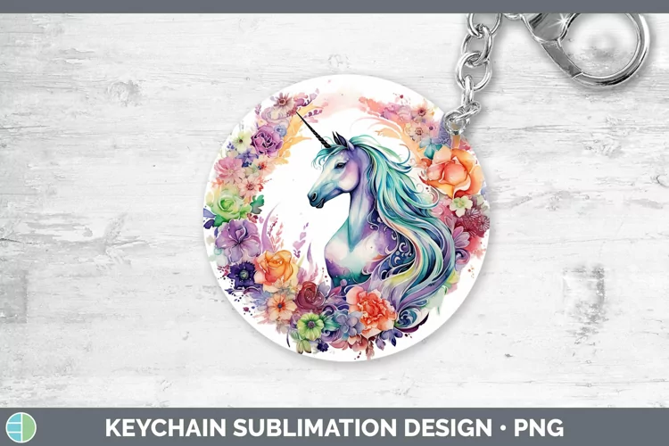 Watercolor Unicorn Keychain | Sublimation Keyring Designs