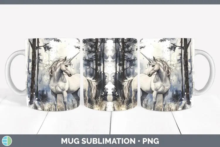 Watercolor Unicorn Mug Wrap Sublimation Coffee Cup Designs
