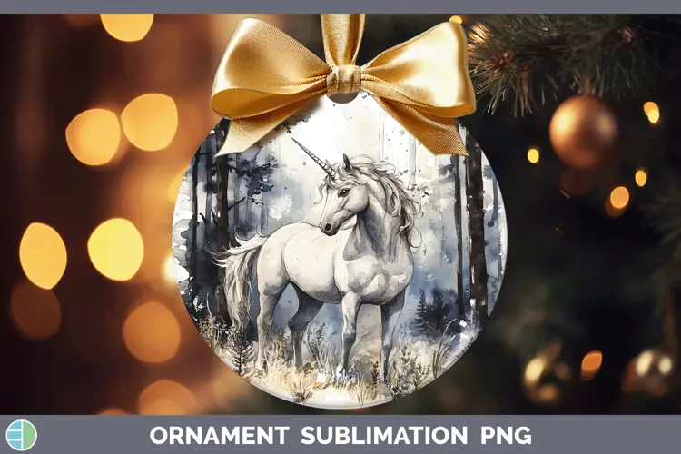 Watercolor Unicorn Ornament Sublimation Bauble Designs