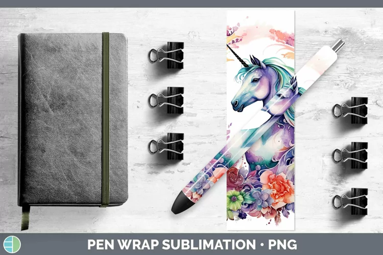 Watercolor Unicorn Pen Wrap Sublimation Epoxy Pen Designs