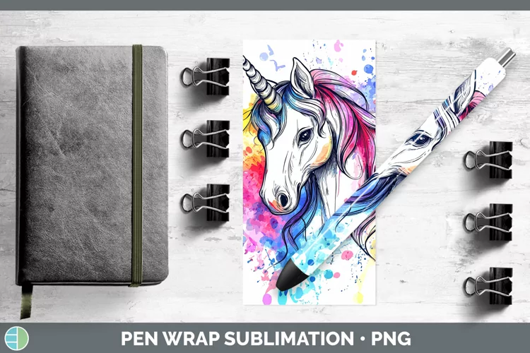 Watercolor Unicorn Pen Wrap Sublimation Pen Designs