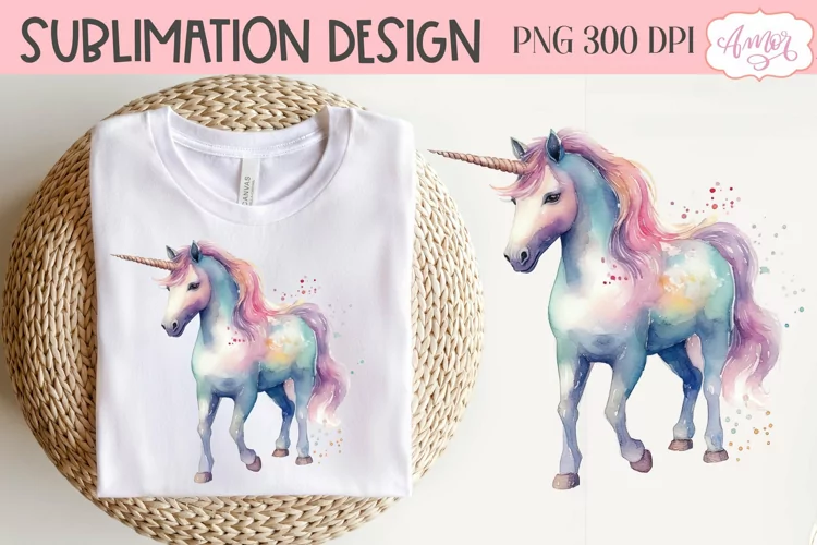 Watercolor unicorn PNG for sublimation | Magical design PNG