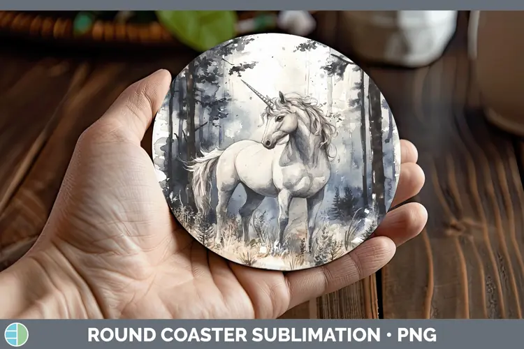 Watercolor Unicorn Round Coaster Sublimation Coaster Designs