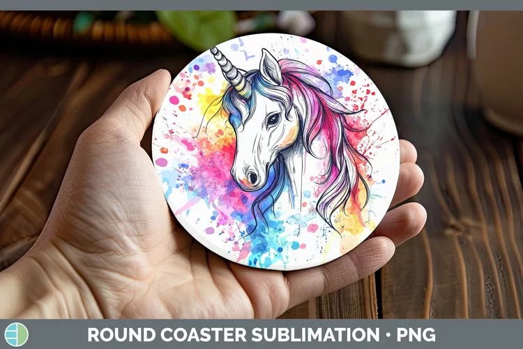 Watercolor Unicorn Round Coaster Sublimation Coaster Designs