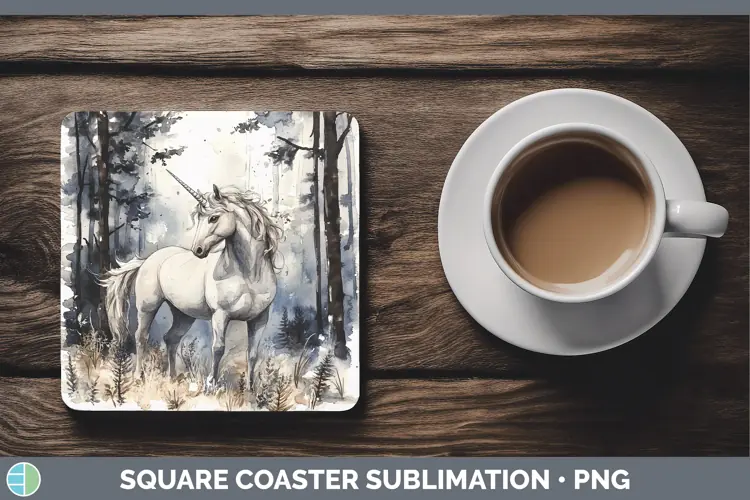 Watercolor Unicorn Square Coaster Sublimation Coaster Design