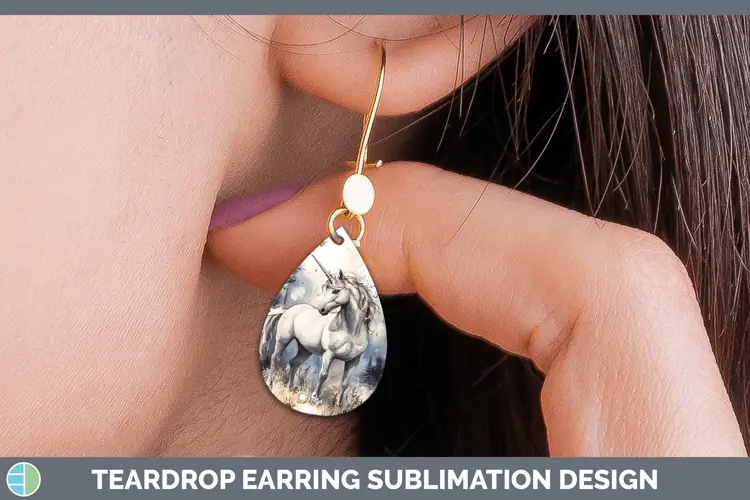 Watercolor Unicorn Teardrop Earrings Sublimation Earrings De