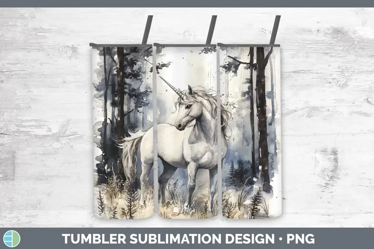 Watercolor Unicorn Tumbler Sublimation 20 oz Skinny Tumbler