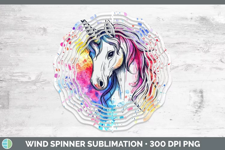 Watercolor Unicorn Wind Spinner Sublimation Spinner Designs