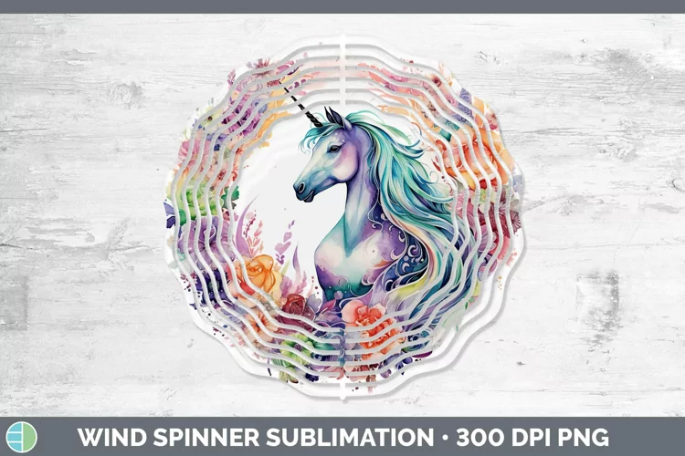 Watercolor Unicorn Wind Spinner Sublimation Spinner Designs