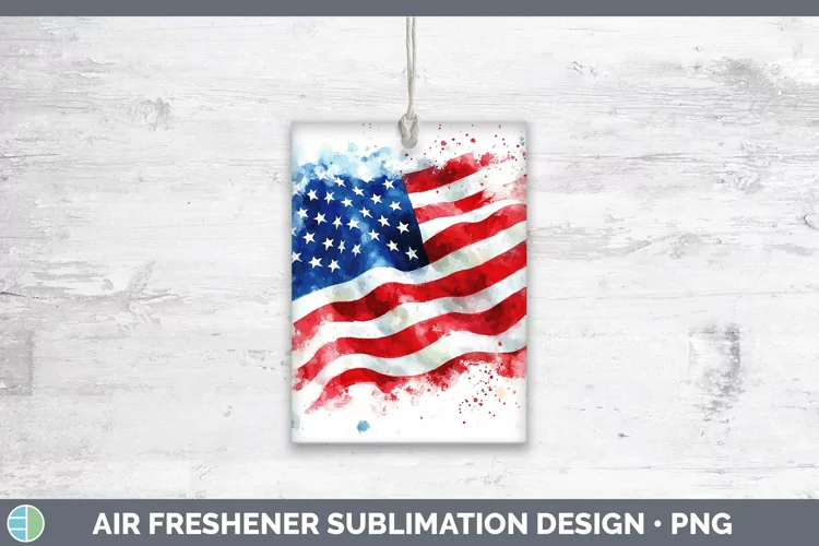 Watercolor USA Flag Air Freshener Sublimation Car Freshener
