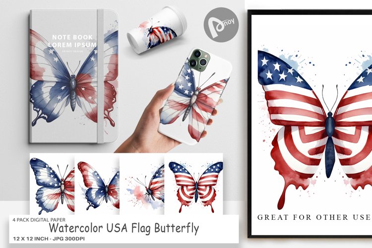 Digital Paper Butterfly 4th of July example image 1