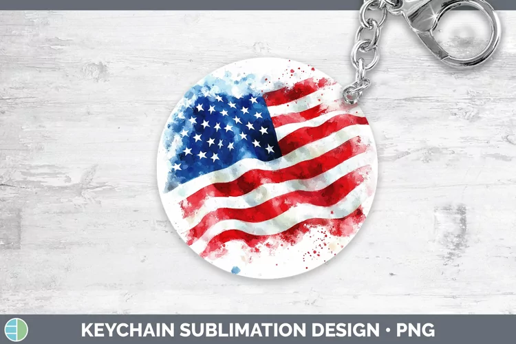 Watercolor USA Flag Keychain Sublimation Keyring Designs