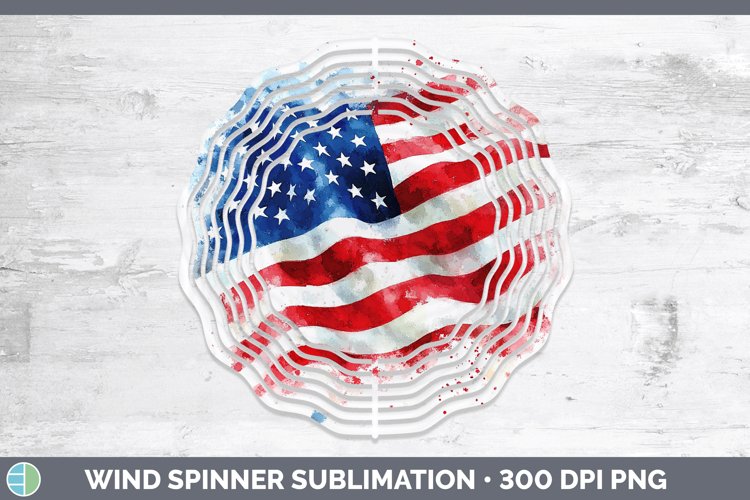 Watercolor USA Flag Wind Spinner Sublimation Spinner Designs