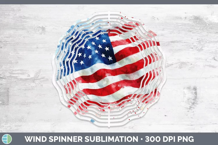 Watercolor USA Flag Wind Spinner Sublimation Spinner Designs