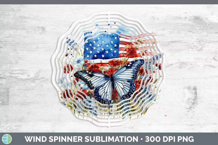 Watercolor USA Flag Wind Spinner Sublimation Spinner Designs