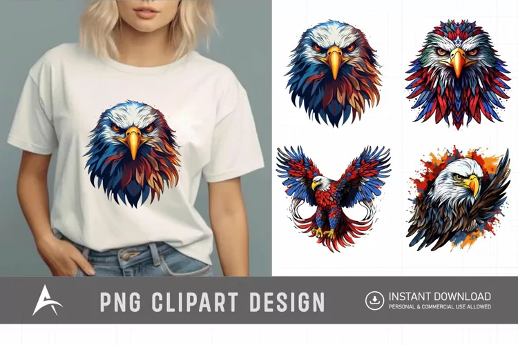 Watercolor USA Patriotic Eagles Clipart
