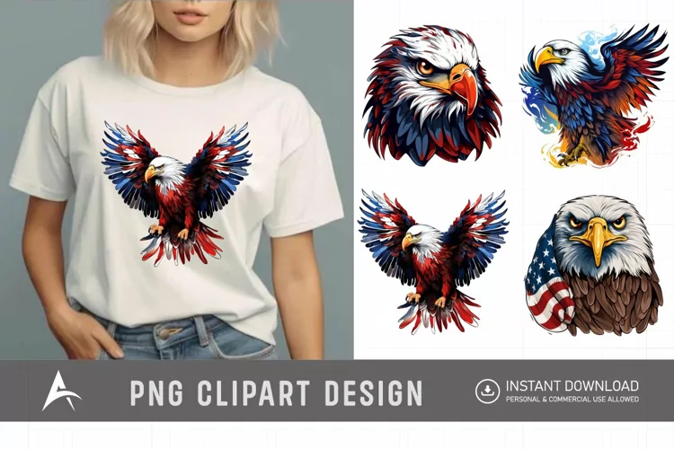 Watercolor USA Patriotic Eagles Clipart
