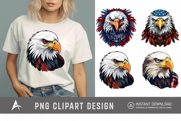 Watercolor USA Patriotic Eagles Clipart