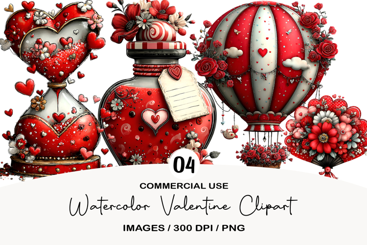 Watercolor Valentine Clipart