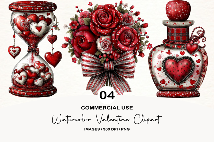 Watercolor Valentine Clipart