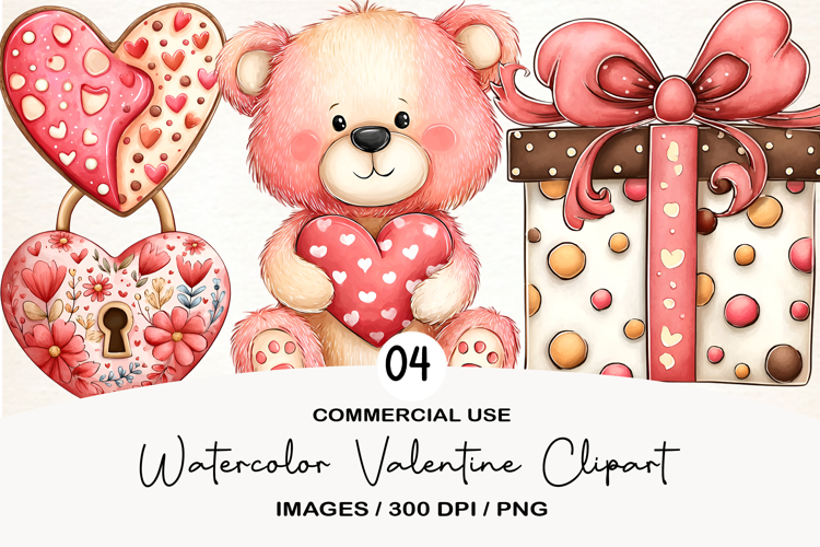 Watercolor Valentine Clipart