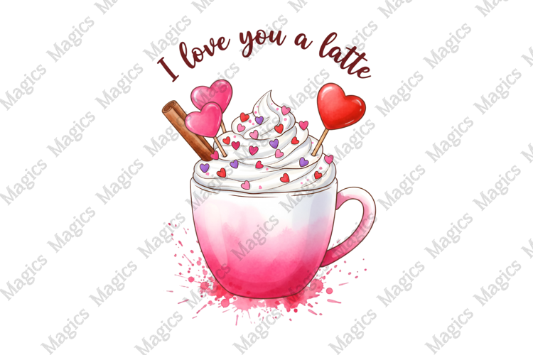 Watercolor Valentine Coffee Cup Png