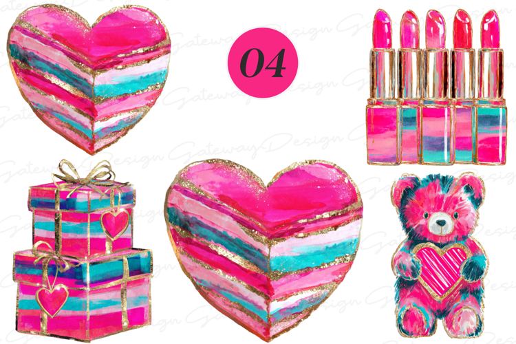 Watercolor Valentine Day Clipart