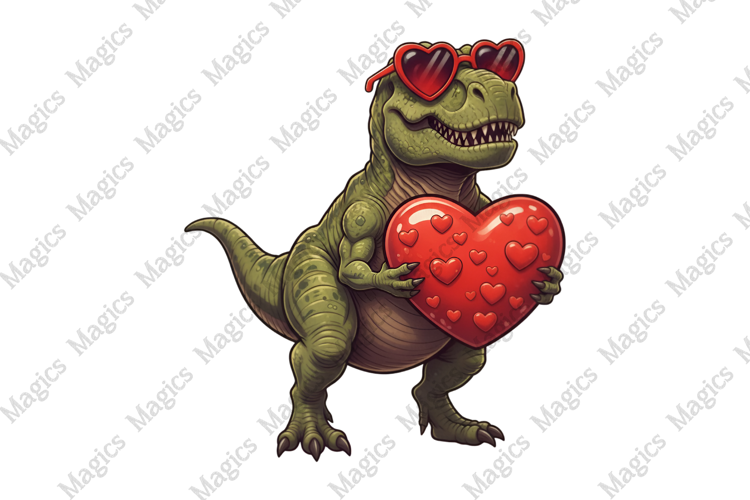 Watercolor Valentine Dinosaur Png