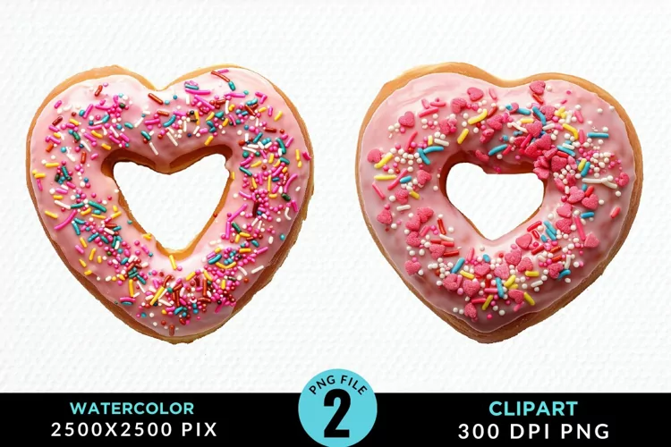Watercolor Valentine Doughnut Exquisite Clipart