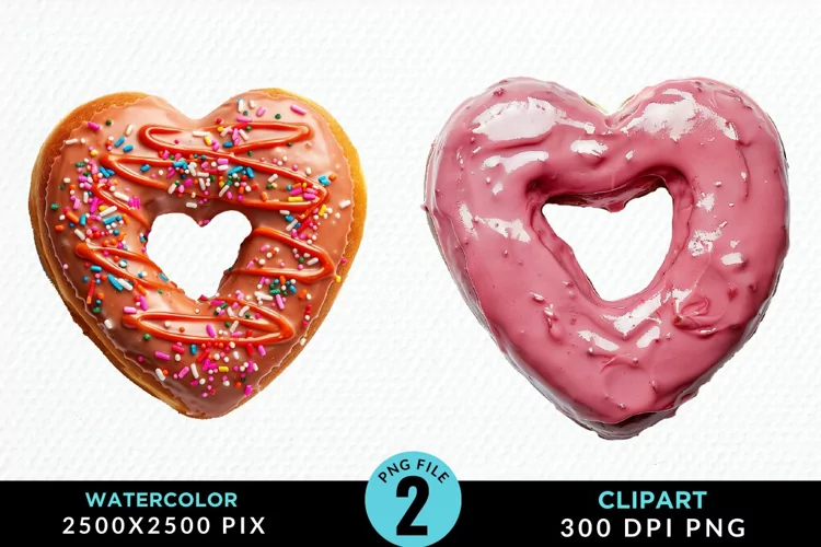 Watercolor Valentine Doughnut Graphic Clipart