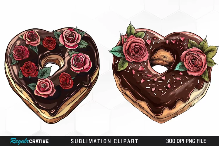 Watercolor Valentine Doughnut Exquisite Clipart