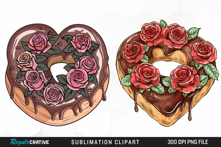 Watercolor Valentine Doughnut Exquisite Clipart