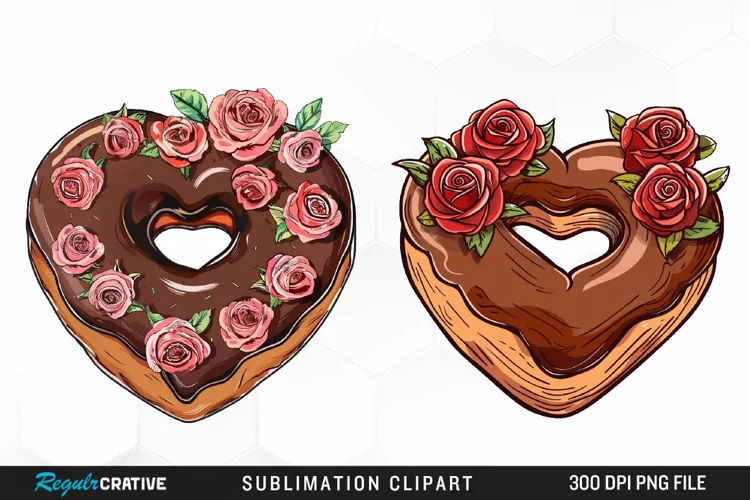 Watercolor Valentine Doughnut Exquisite Clipart