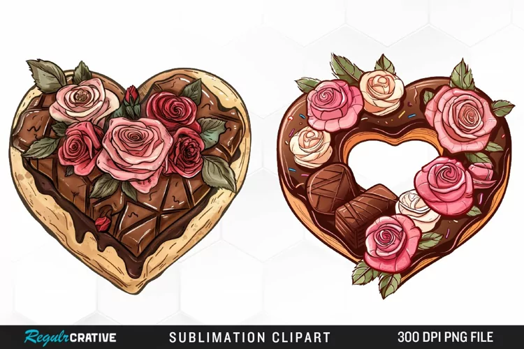 Watercolor Valentine Doughnut Exquisite Clipart
