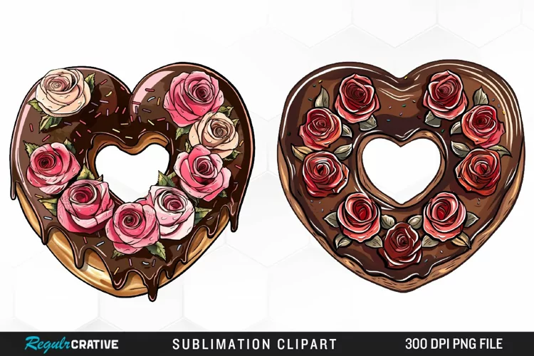 Watercolor Valentine Doughnut Exquisite Clipart