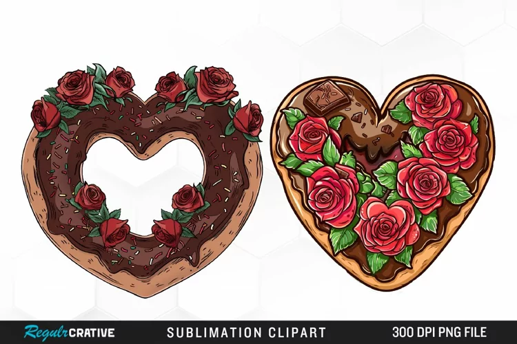 Watercolor Valentine Doughnut Exquisite Clipart